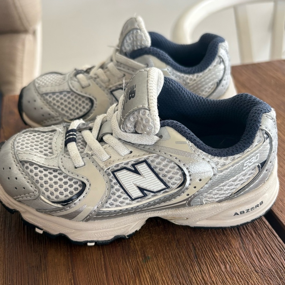 New Balance Kids' Silver and Black Sneakers